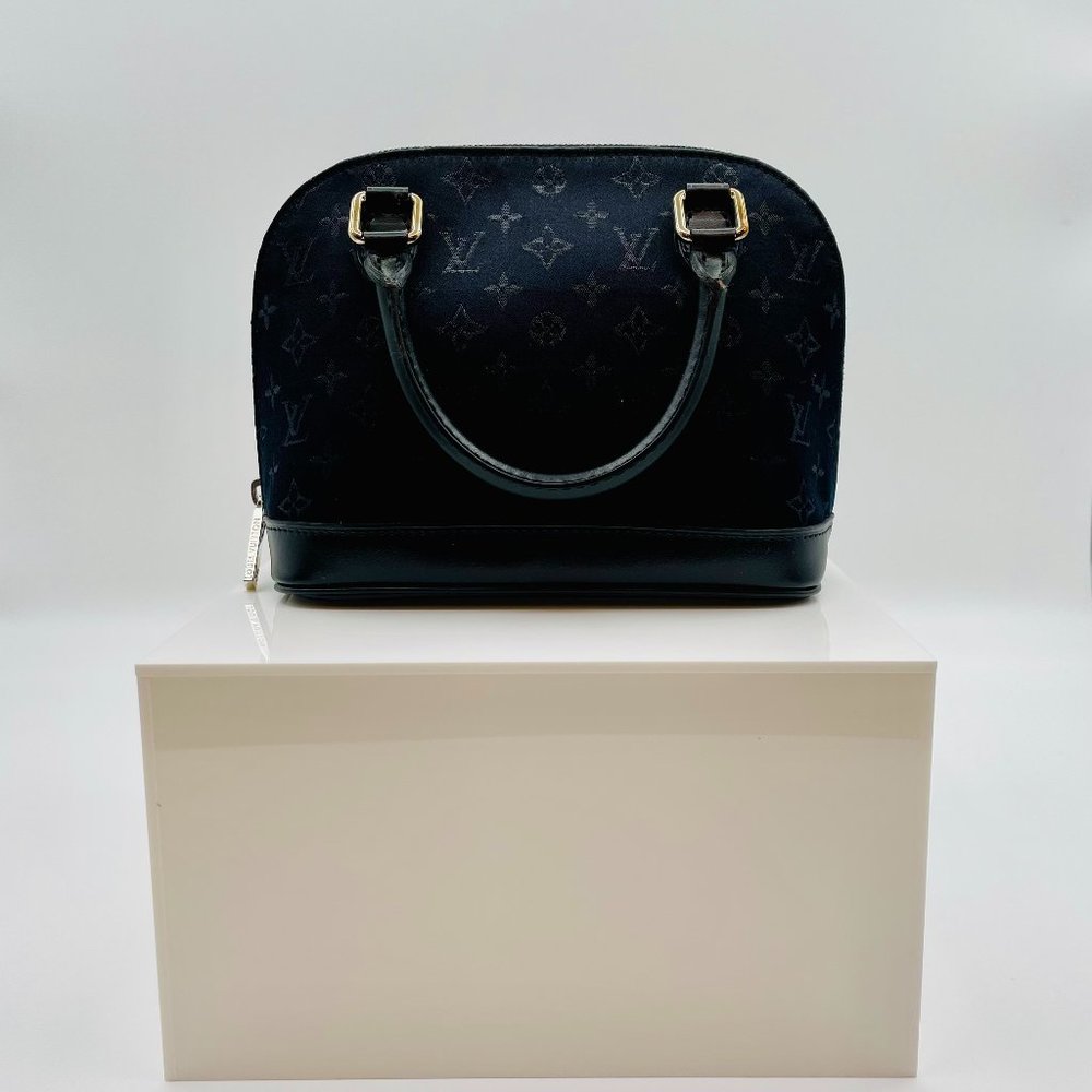 Vintage LOUIS VUITTON Black Mini Alma Satin Handbag